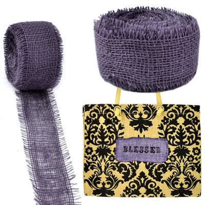 GE-12PL - PURPLE BURLAP JUTE RIBBON - 10 Meters X 2"